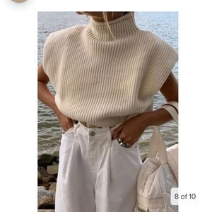 Zara Beige Turtleneck Sleevless Sweater